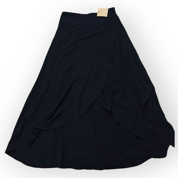 NWT BY DESIGN Blue Midi A-Line Skirt with Asymmetrical High-Low Hem SZ L - Picture 2 of 8